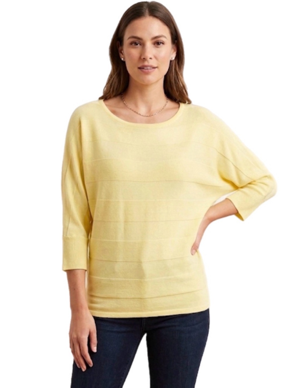 NWT S Small New York & Company Yellow Crew Neck Sweater Top Women’s Comfy Formal